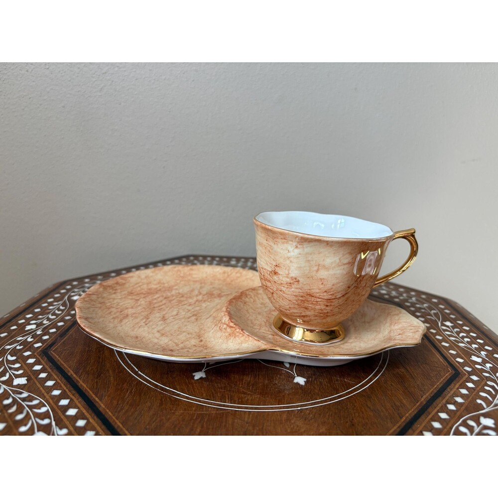 Vintage Royal Albert ‘Gossamer’ Teacup and Snack Plate Luncheon Set Toffee Caram